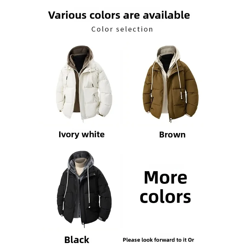 

New Short Cotton-padded Jackets Men Couple Sports Down Jacket Student Hooded Vacation Two-piece Bread Jackets and Warm Outerwear