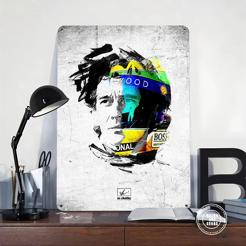 The Origial - Ayrton Senna - The Fastest Man Alive Poster Retro 3D Printed Metal Signs Customized Wall Hanging Gift for House
