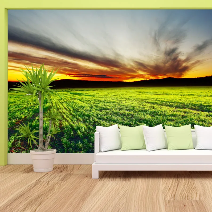 Photo Wall Papers Home Decor Peel and Stick Wallpapers for Living Room Optional TV Background Prairie Grassland TV Stripe Murals