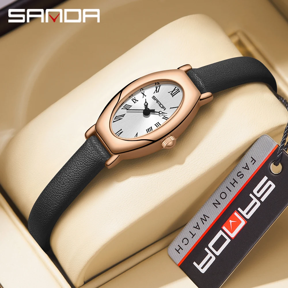 

SANDA New 1193, модные женские кварцевые часы, простые, компактные, удобные, водонепроницаемые, римские нишевые женские часы