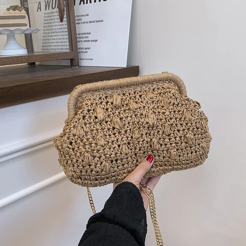 

Straw Weaving Hollow Out Fashion Women's Shoulder Bags 2025 New Niche Design Casual Versatile Commute Western Style Handbags