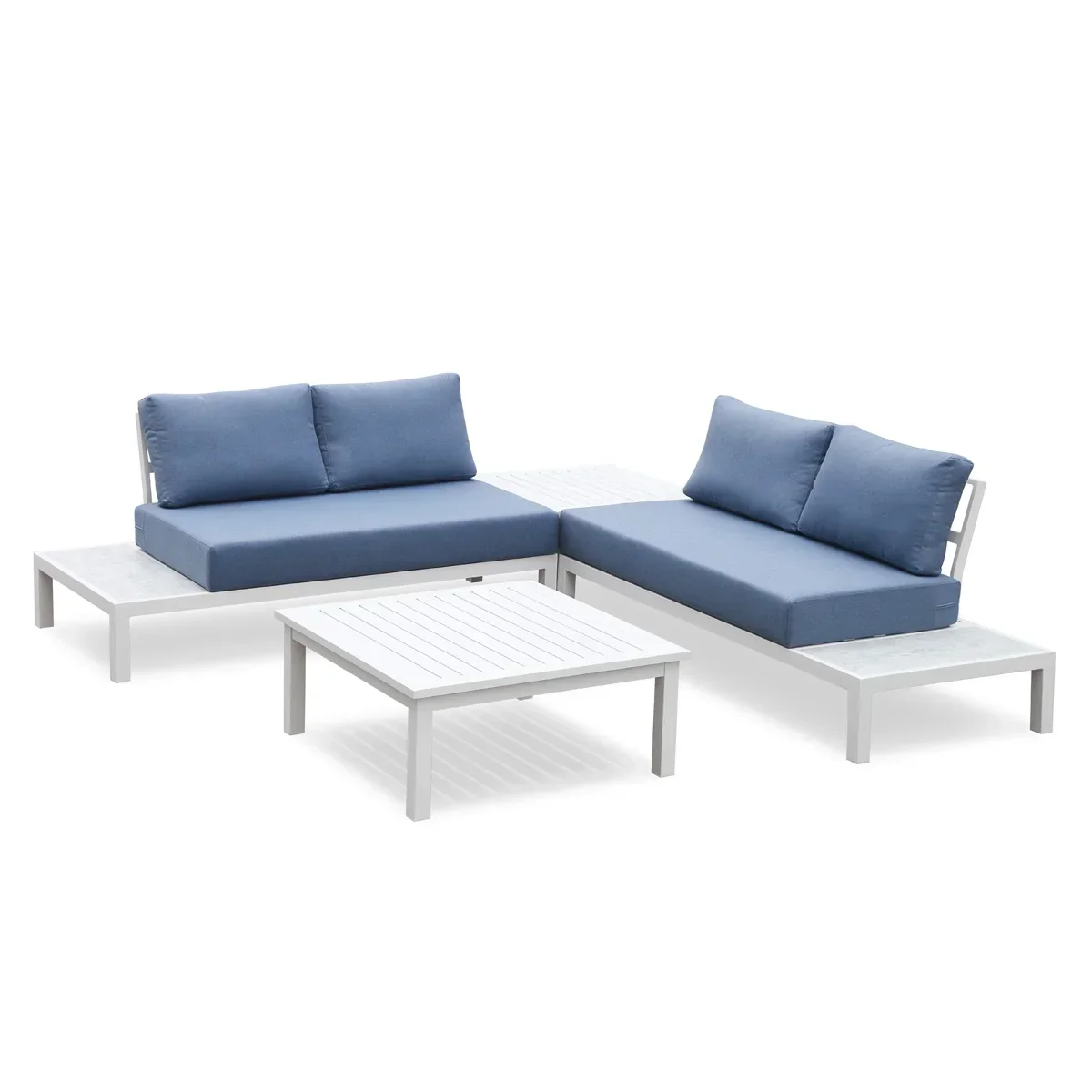 

Commercial Modern Sectional Outdoor Sofa Set White Aluminum Platform Lounges garden furniture set