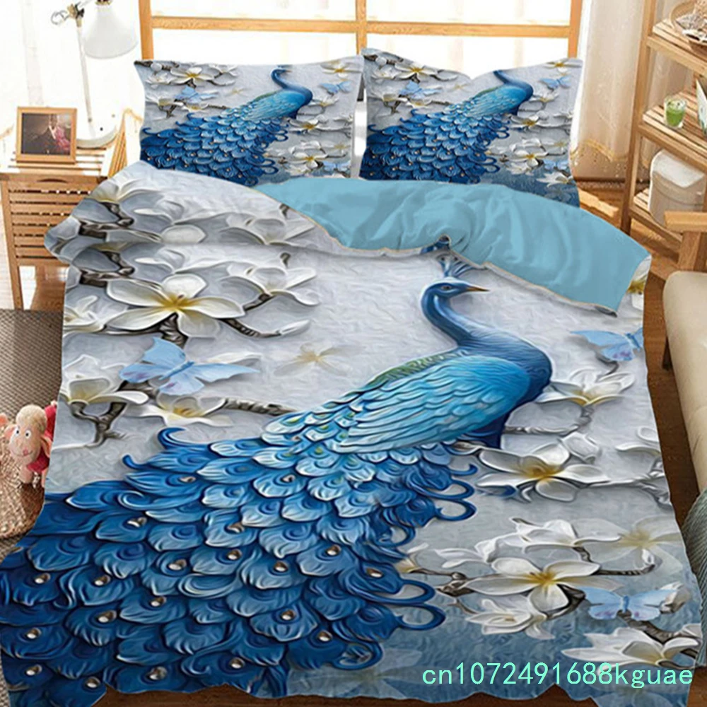 Peacock Duvet Cover Set King Size Cute Animal Theme Bedding Set Print For Adults Teens Soft 1 Comforter Cover With 2 Pillowcases