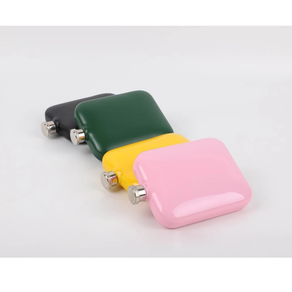 

Stainless Steel Flat Lid Hip Flask Leakproof Portable Square Whiskey Bottle For Travel Outdoor Pocket Flask Black Kitchen Bar