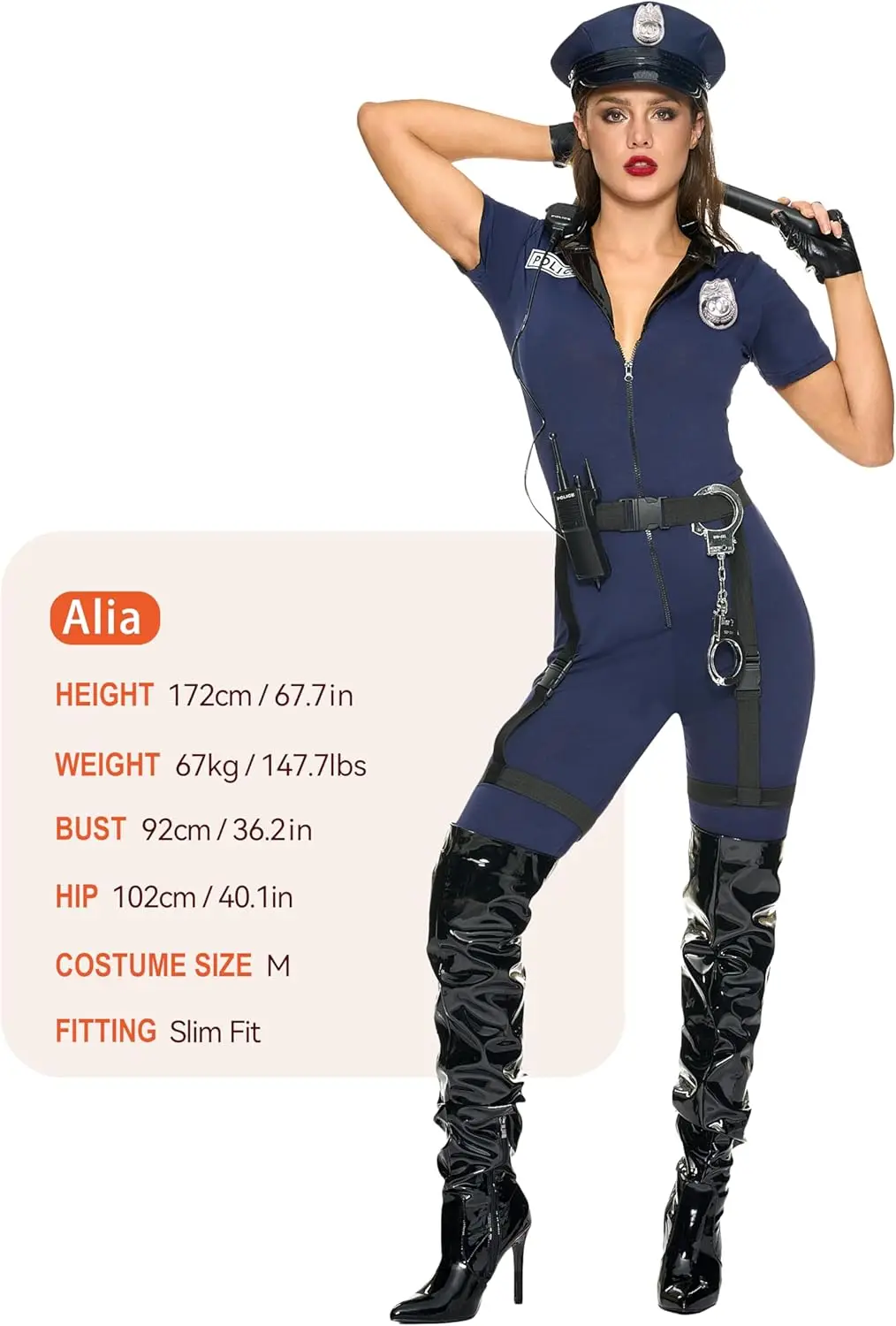 Conjunto de fantasia de polícia feminina JOYFY, macacão adulto de fantasia de Halloween para festa de cosplay de Halloween