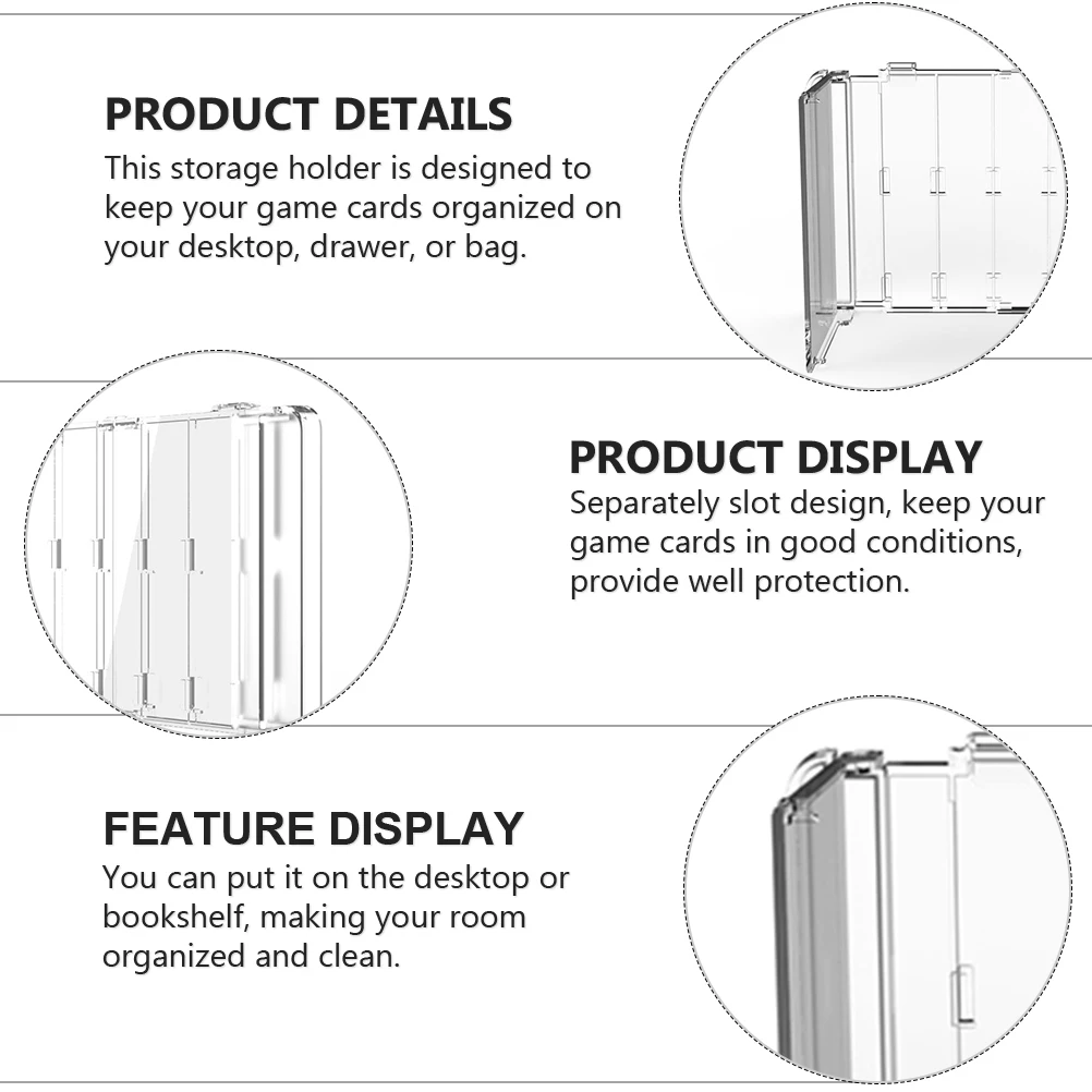 

Game Cards Holder Storage Box for Desktop Travel ganizer Separate Slots Protect Clean Transparent Case Game Cards Box