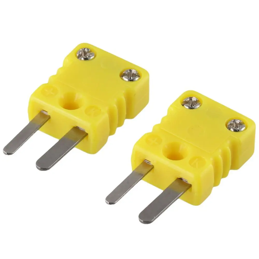 2Pcs -200-1300℃ K Type Thermocouple Connector Plastic Yellow Mini Male Plug Adapter Plugs for Thermocouple