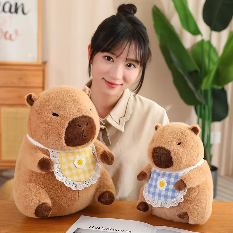 30/40cm Capybara Doll Plush Toy Stuffed Brown Aquatic Animal Yellow Blue Pink Apron Dressed Cartoon Animal Plushie Kids Gift