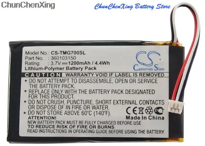 Cameron Sino 1200mAh GPS, Navigator Battery 360103150 for TomTom Go 7000, Go 7000 HD