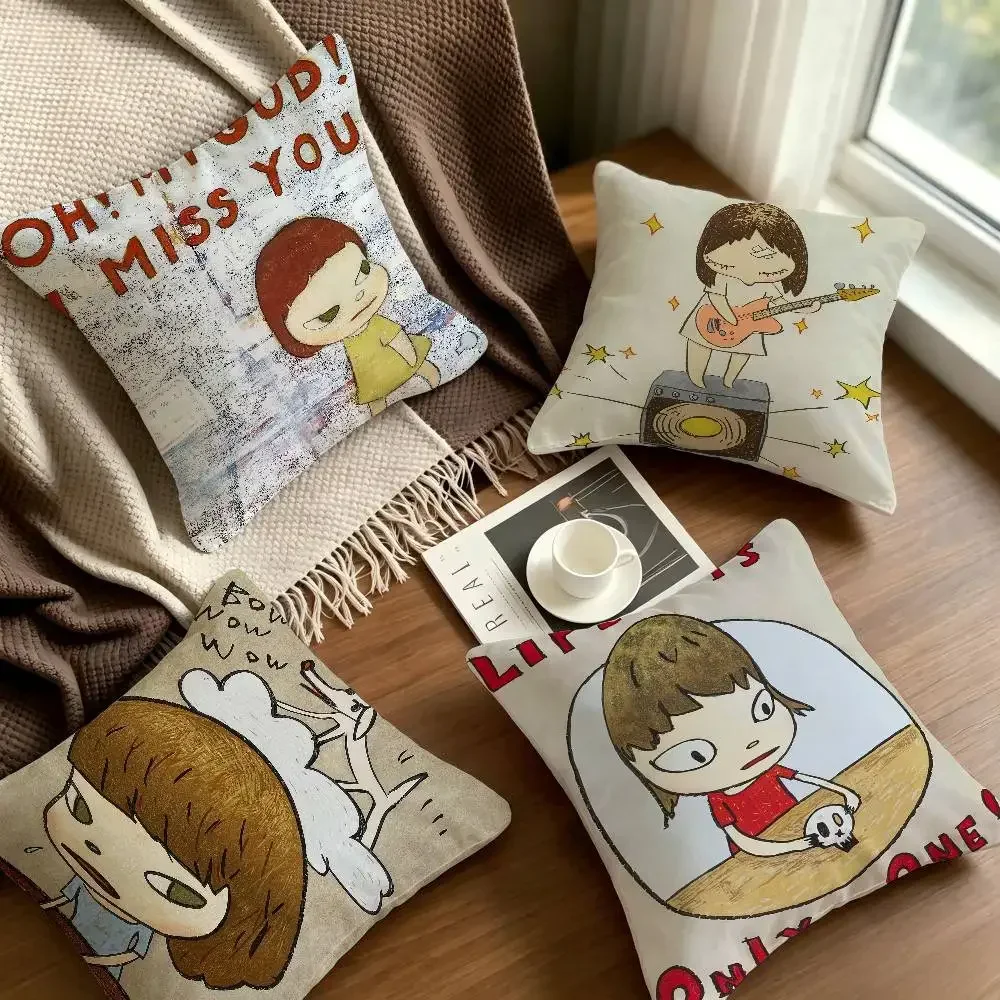 Yoshitomo Guitar Girl Nara Comfortable soft Fashion Pillow Case Sofa Living Room Home office Decor With Europe