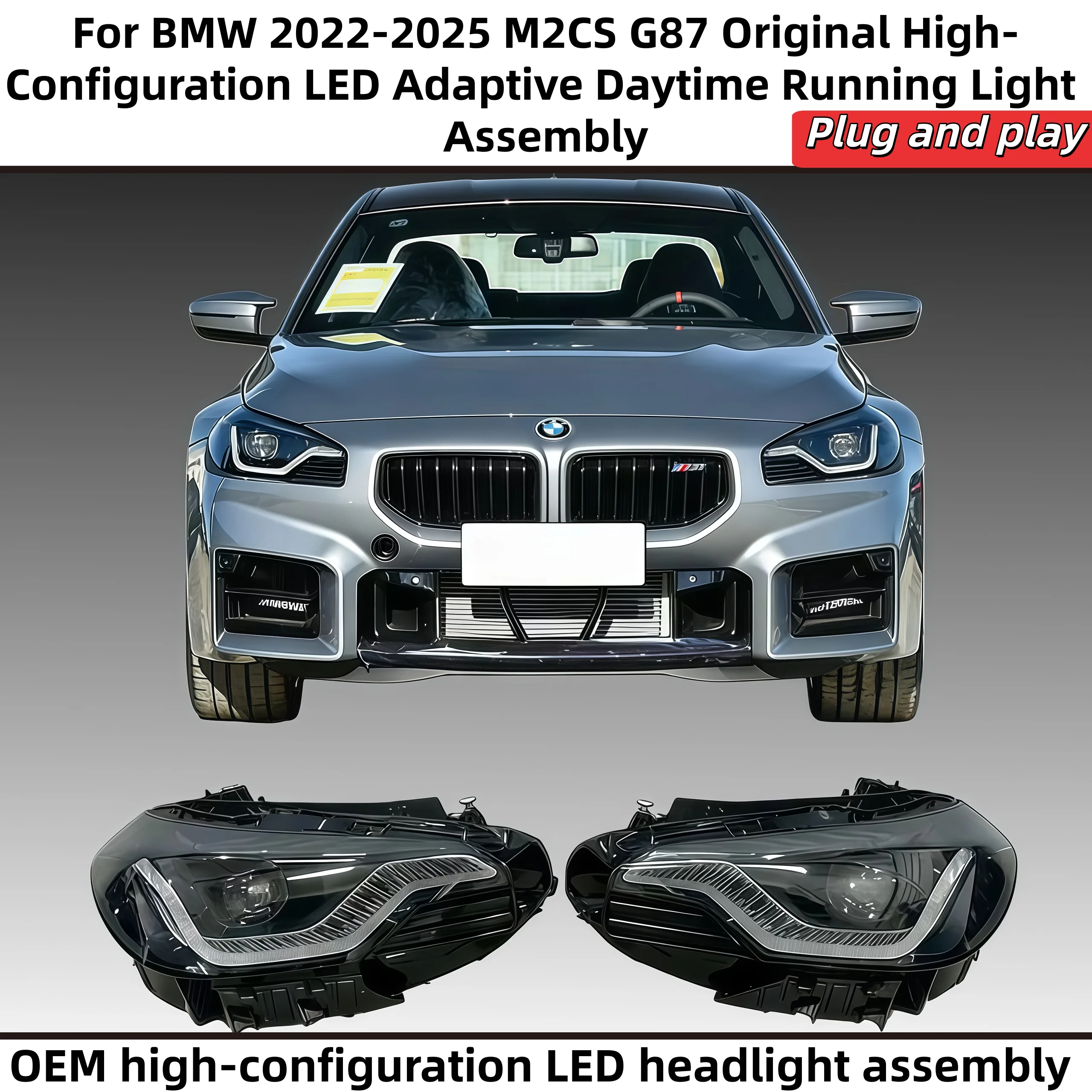 

Car headlight For BMW 2022-2025 M2CS G87 Original High-Configuration LED Adaptive Daytime Running Light Assembly Plug and Play