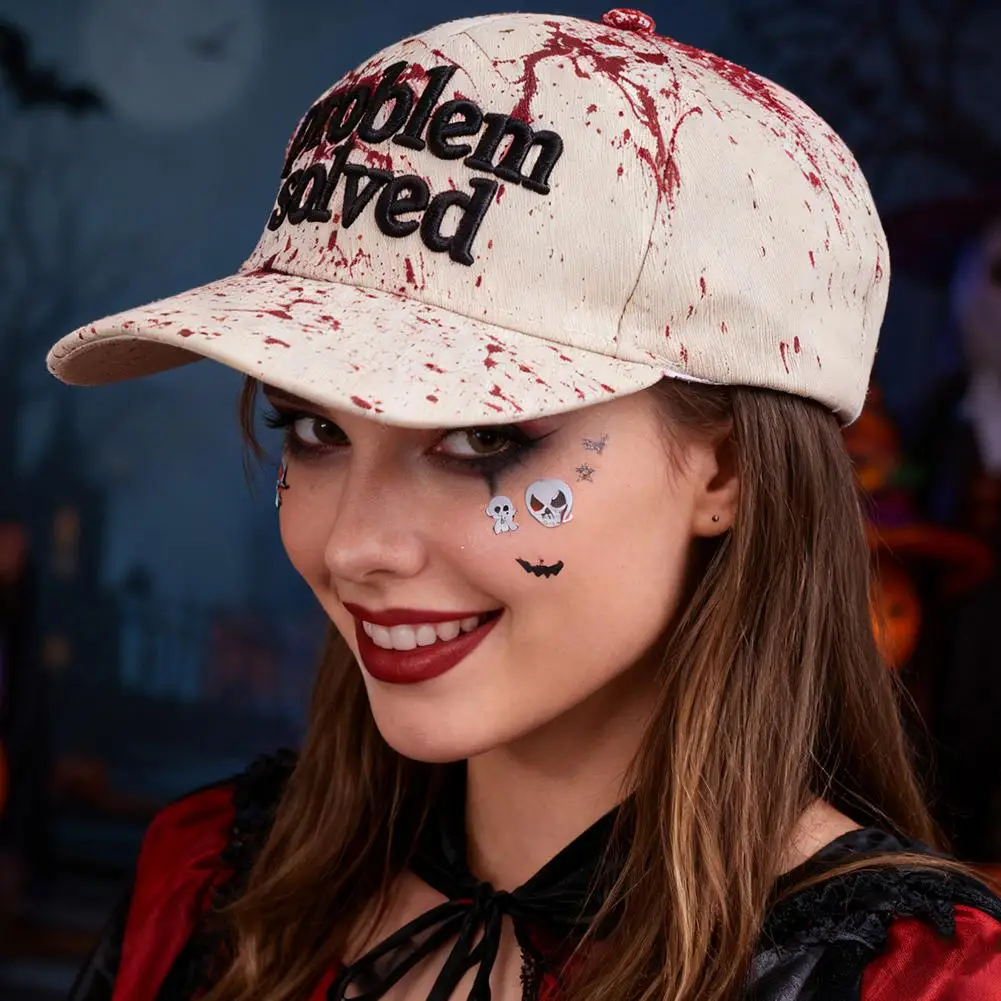 Baseball Hat Halloween Print Bloodstained Print Hat Halloween Party Costume Accessory Dark Blood Stain Print Baseball