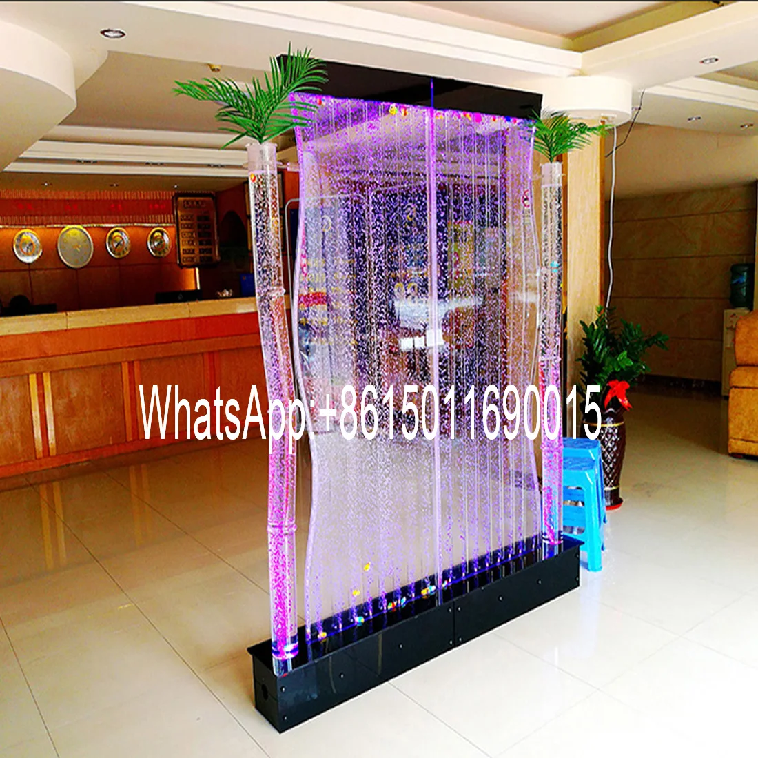 

Large light luxury screen partition porch goldfish tank living room aquarium custom office water curtain wall flowing water wall