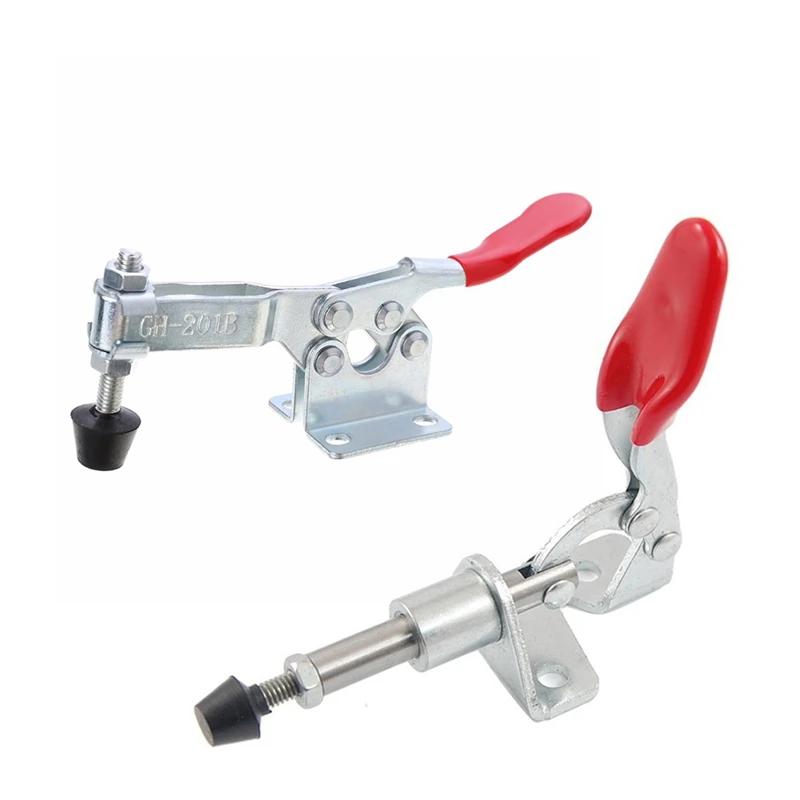 1Pcs Hand Tool Toggle Clamp Vertical With 4 PCS 60 Lbs Antislip Covered Hand Tool Toggle Clamp Horizontal Clamp 201A