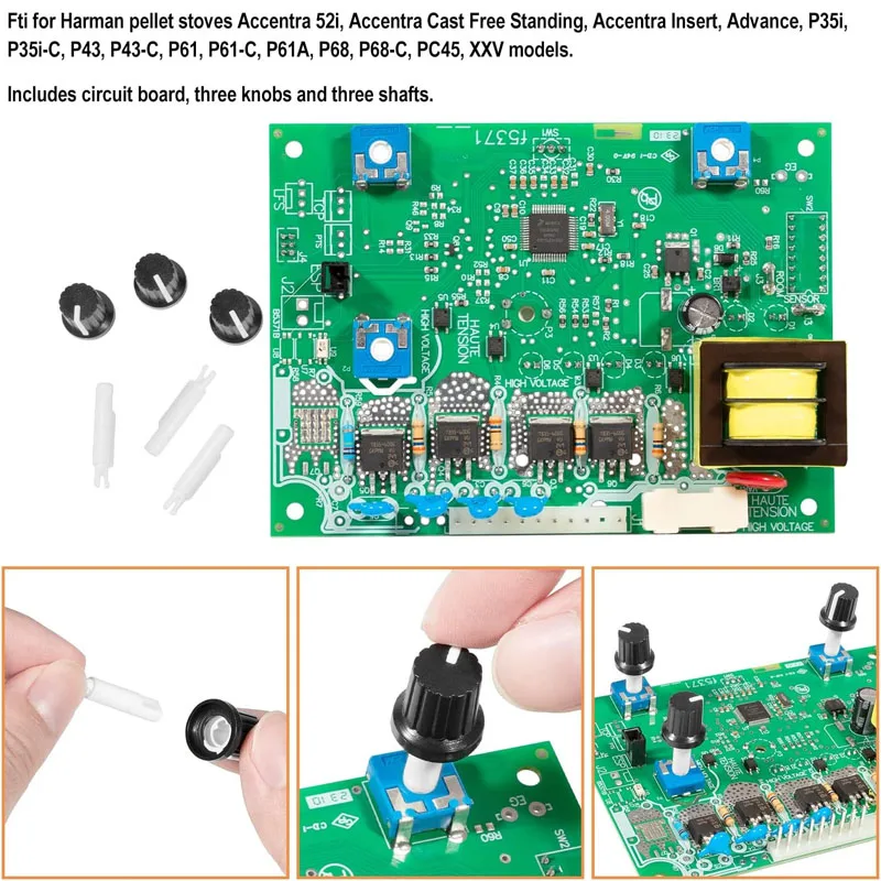 Placa de circuito de controle Fit para Harman, Pellet Stove, Accentra 52i, Acnoa-Cast, Accentra Insert, Avanço, Avanço 2, 1-00-05886