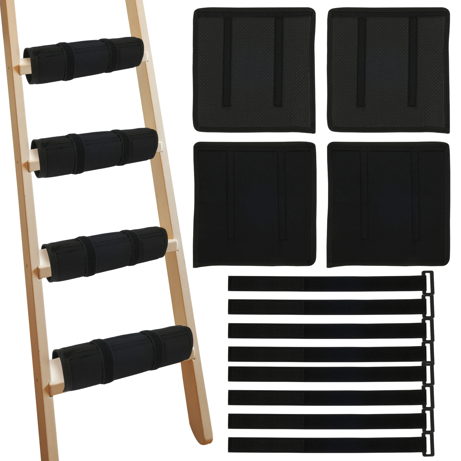 4Pcs Bunk Bed Ladder Pad Anti-Slip Bunk Bed Ladder Cover with 8 Adjustable Hook and Loop Strap Soft Comfort for Kids Bunk Bed