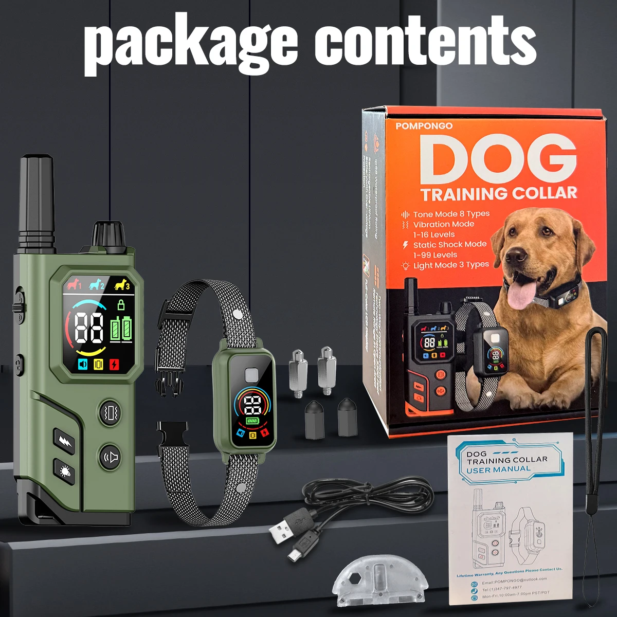 

ORCLEAB X800 Dog Training Collar Waterproof IP68 Dog Bark Collar Pet With Remote Control Rechargeable For All Size Dogs