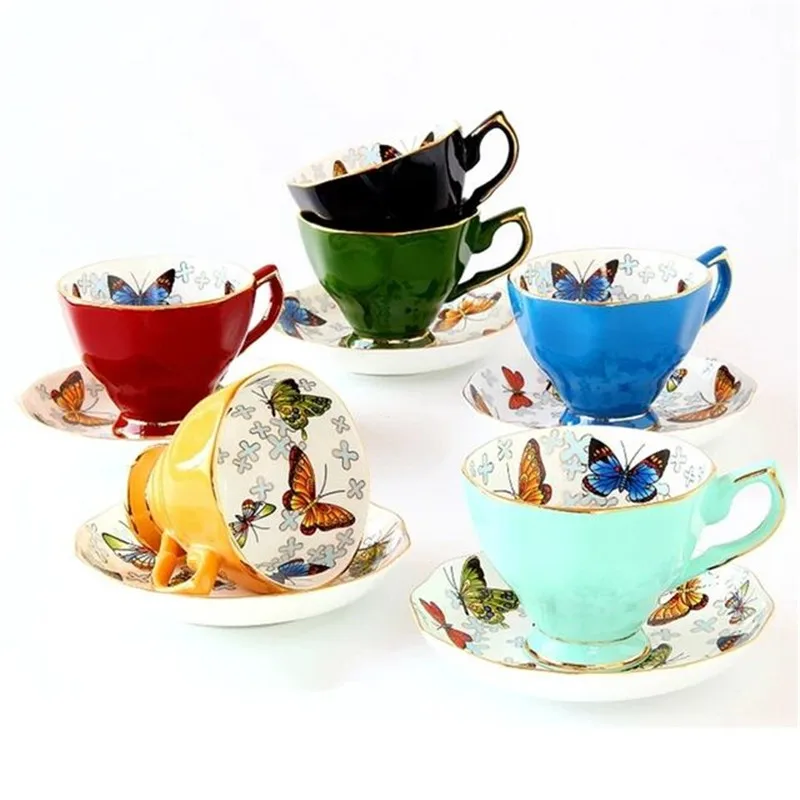 Europe Noble Ceramic Coffee Cup and Saucer Set Luxury Ceramic Mug Top-grade Porcelain Tea Cup Cafe Party Drinkware