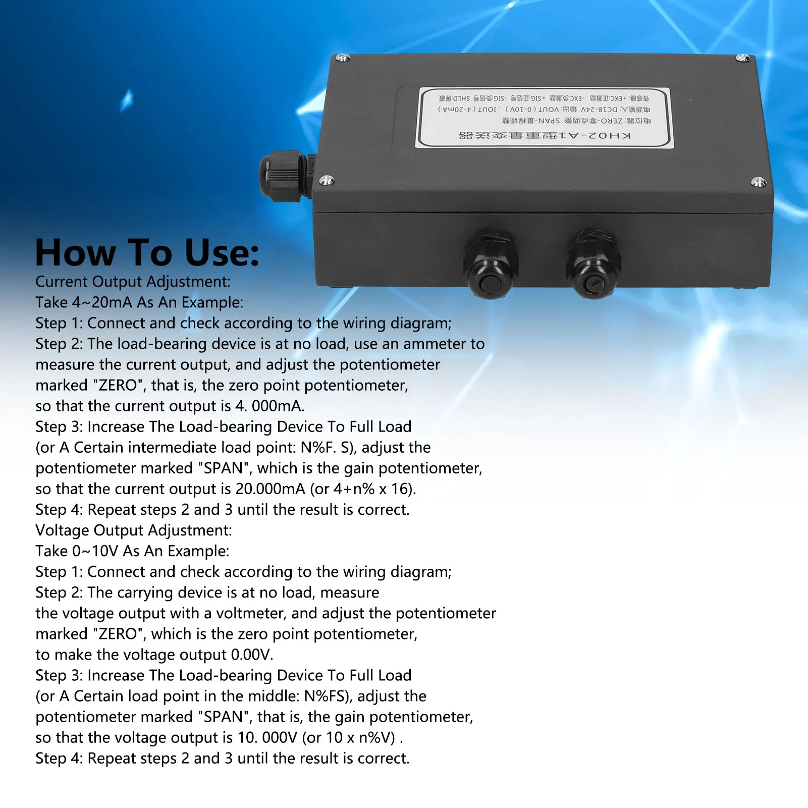 اللوازم الصناعية تحميل خلية الارسال وزن الارسال الاستشعار اللوازم الصناعية 4 ‐ 20mA الجهد إشارة الناتج 0 ‐ 10 فولت