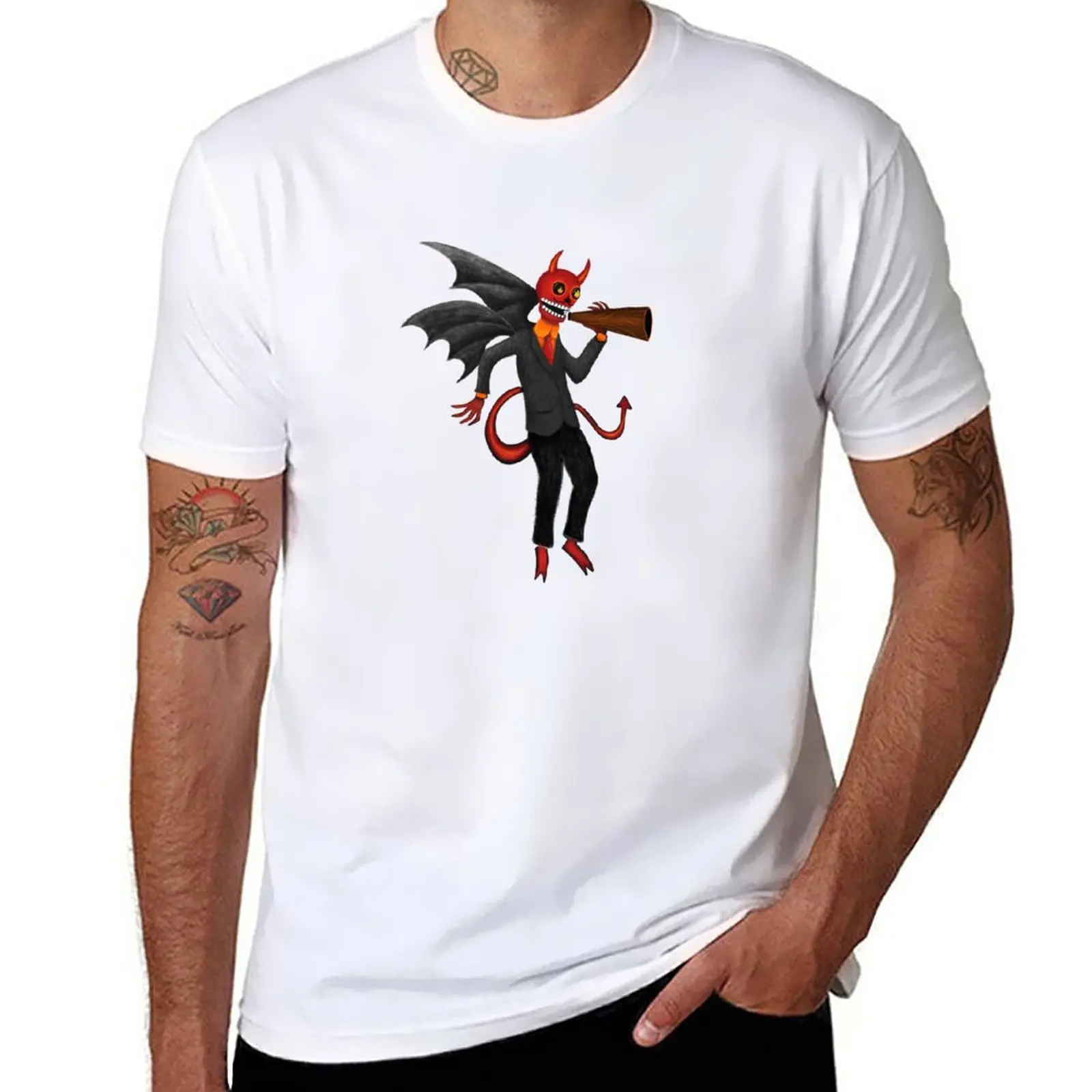 New The Devil Appeared To Me Growling Through An Old Megaphone T-Shirt oversized t shirts anime clothes t shirts for men graphic