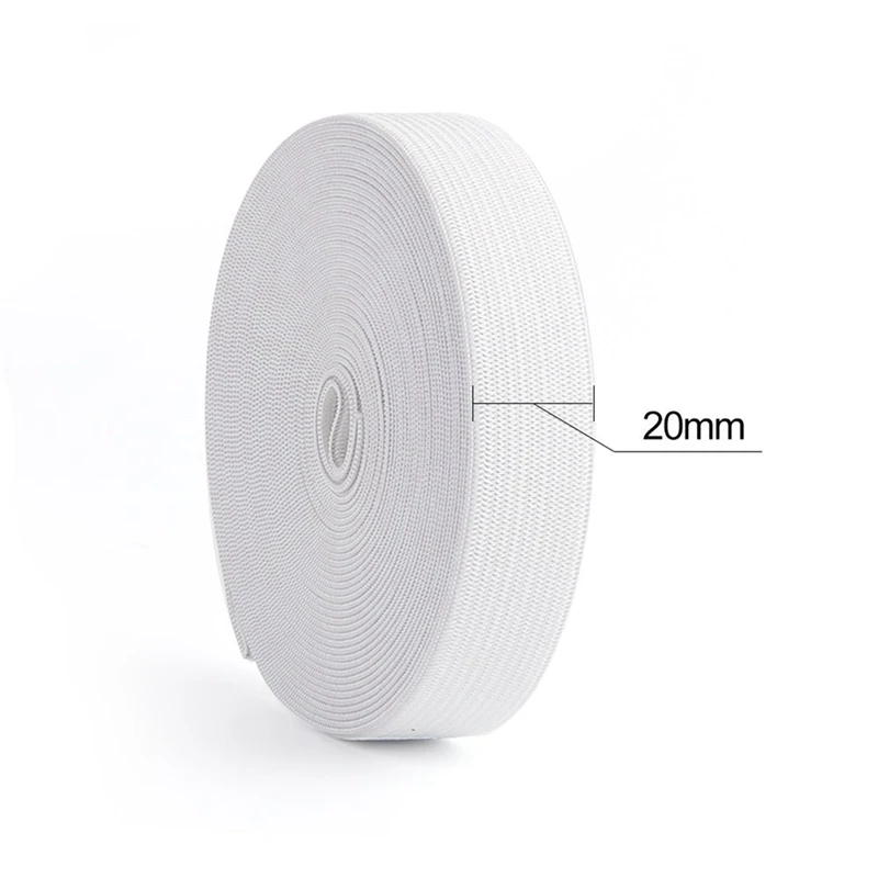 Banda elástica de costura blanca, carrete elástico de punto de 40M y 3/4 pulgadas, Material de correa de alta elasticidad para manualidades de costura, duradero