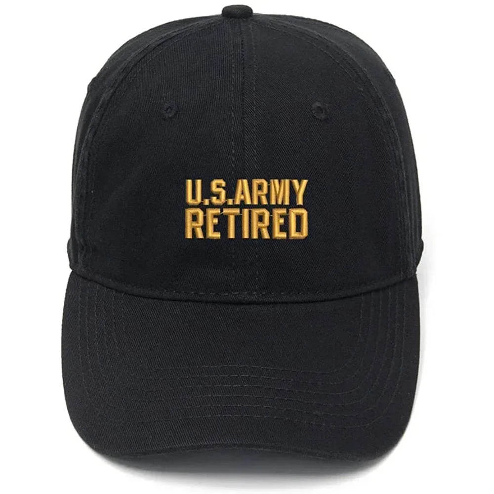 Lyprerazy Men's Baseball Cap US Army Retired Embroidery Hat Cotton Embroidered Casual Baseball Caps
