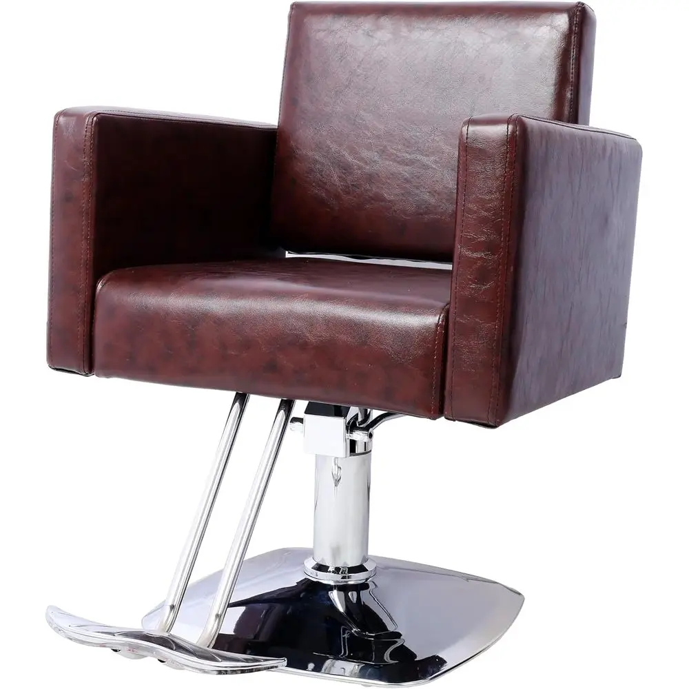 전문 헤어 스타일링 의자, 유압식 리클라인, 360도 회전 °   회전식, 미용실, 스파 및 이발소용, 갈색, 최대 330리터까지 지탱 가능