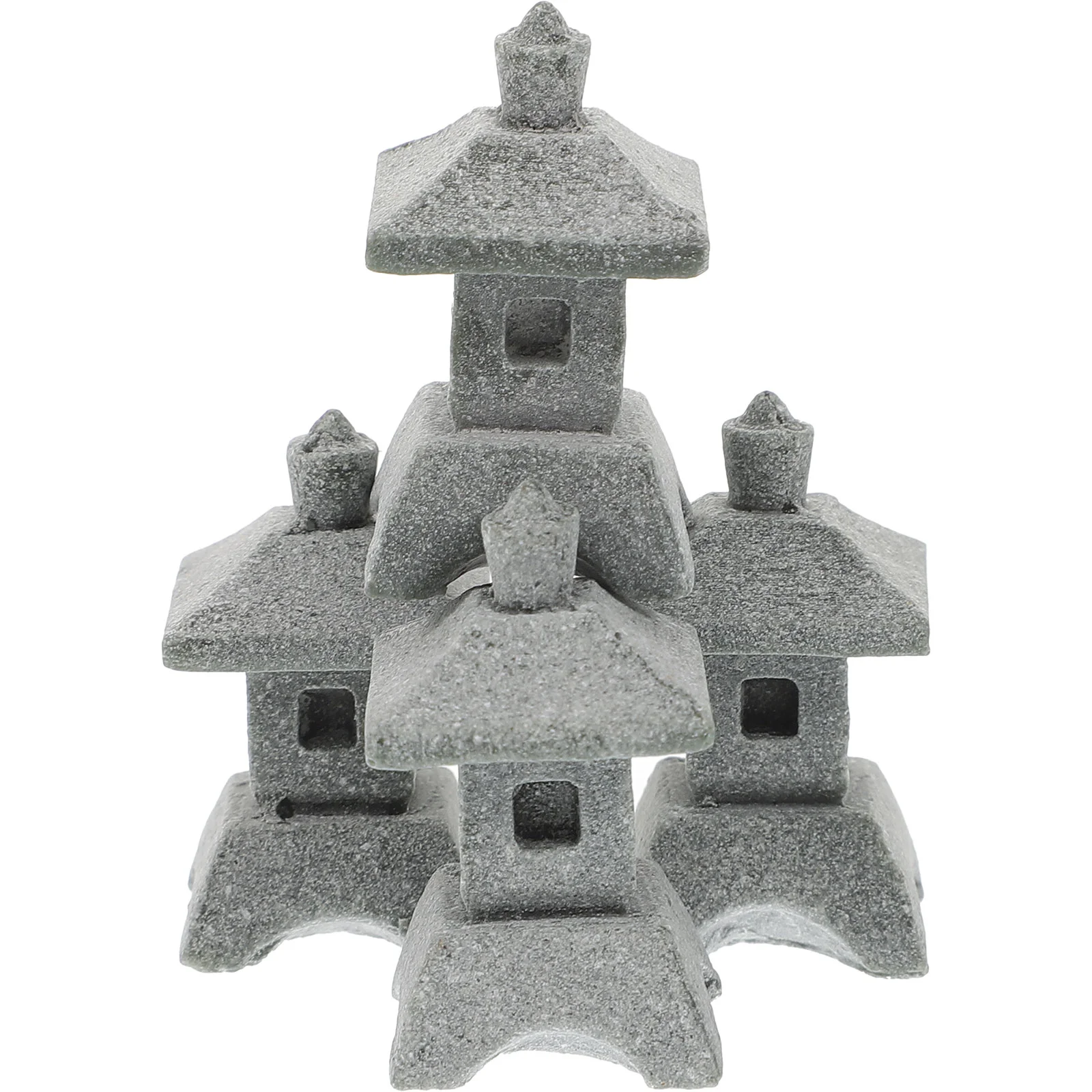 

4 Pcs Garden Pagoda Simulation Landscape Pavilion Miniature House Sandstone Adornments