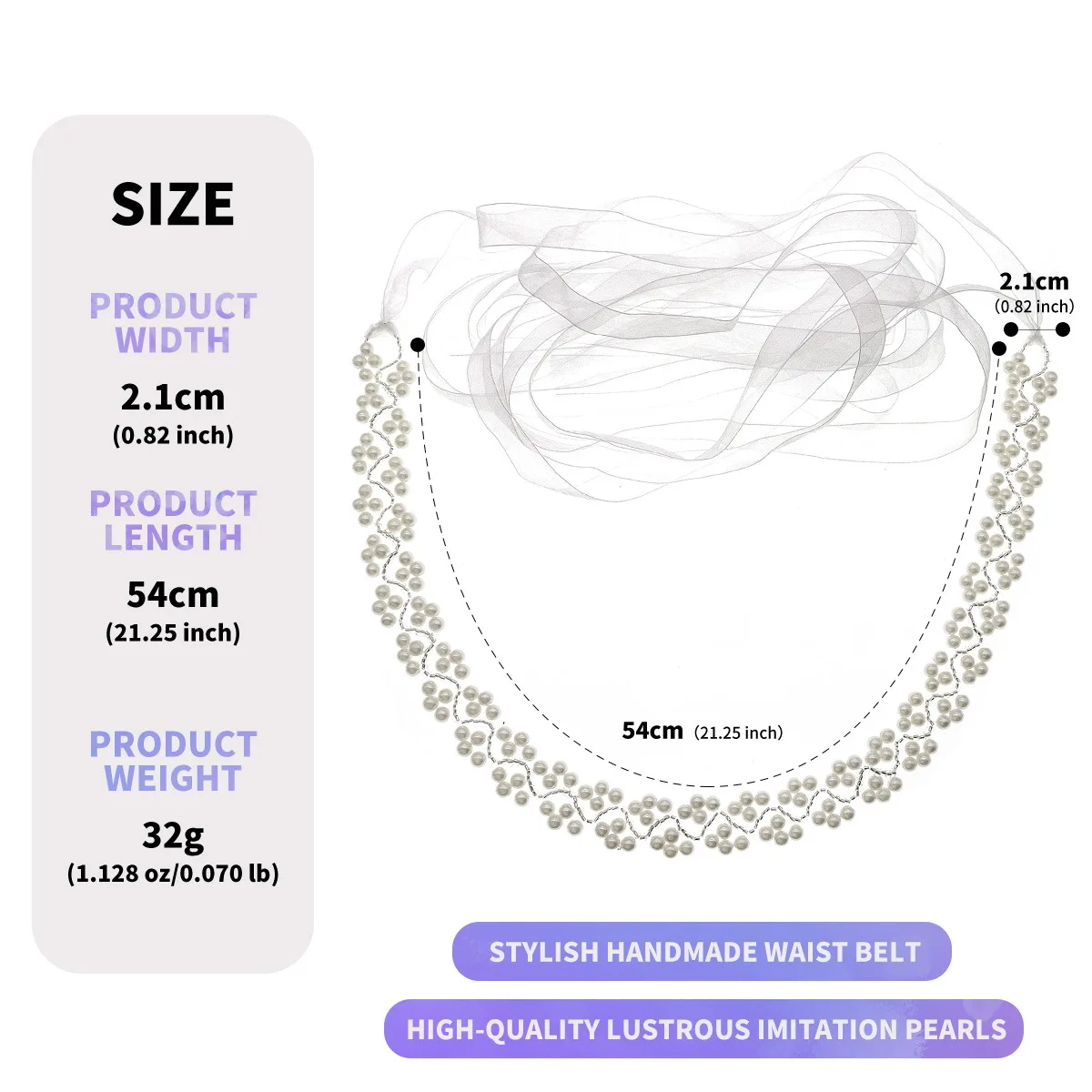 Handmade Fashion Belt Faux Pearl Waist Belt For Wedding Reception Holiday Application Style Faux Pearl Material