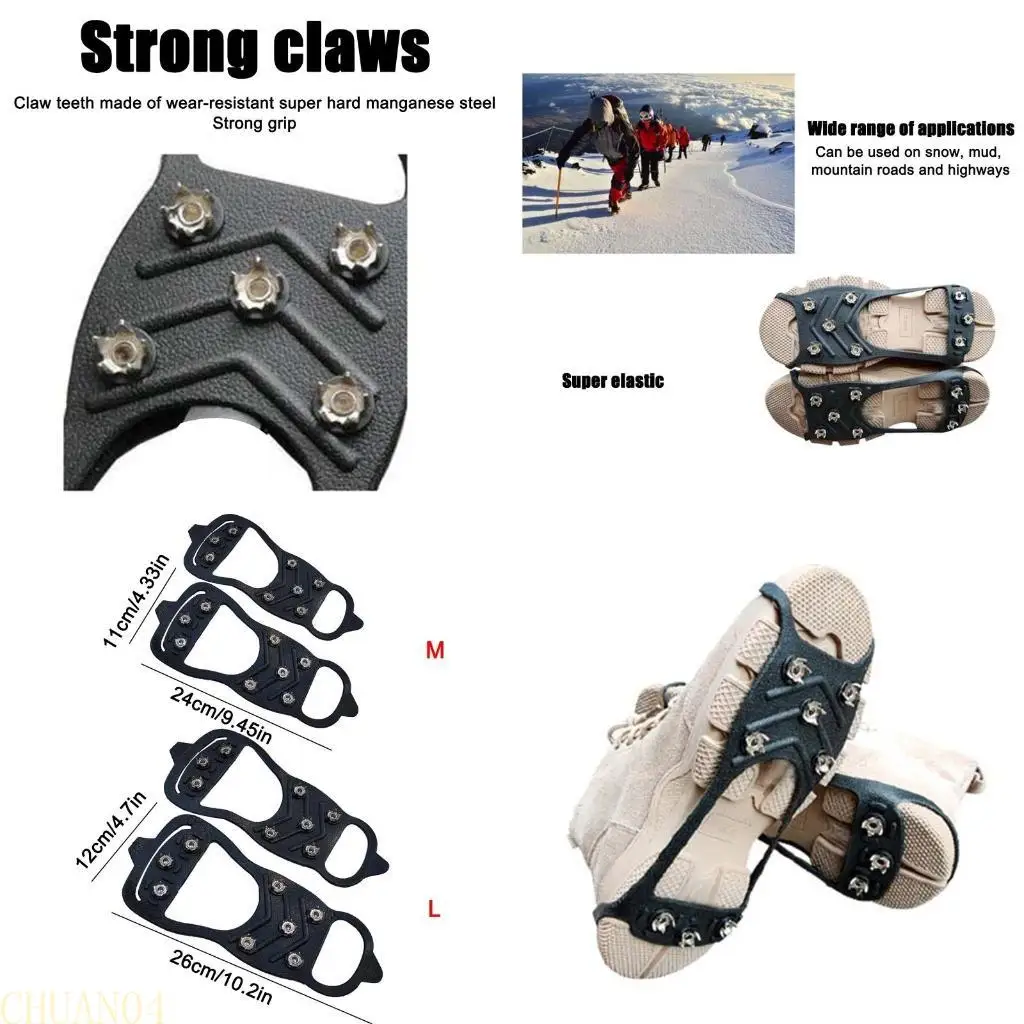 

A1A2 8-Tooth Ice Snow Grips Over Shoe/Boot Traction Cleats ​Spikes Winter Climbing Anti-Slip Snow Spikes Grips Cleats