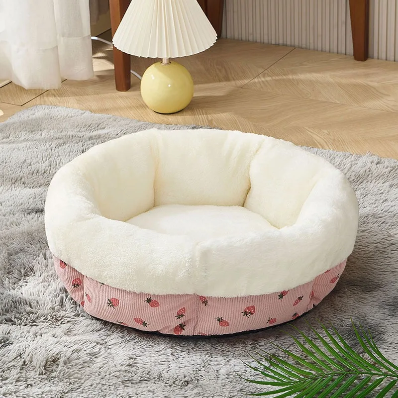 

New Round Cat Nest Thickened Warm Washable Small Dog Winter Pet Kennel Four Seasons Universal Puppy Accessories Wholesale