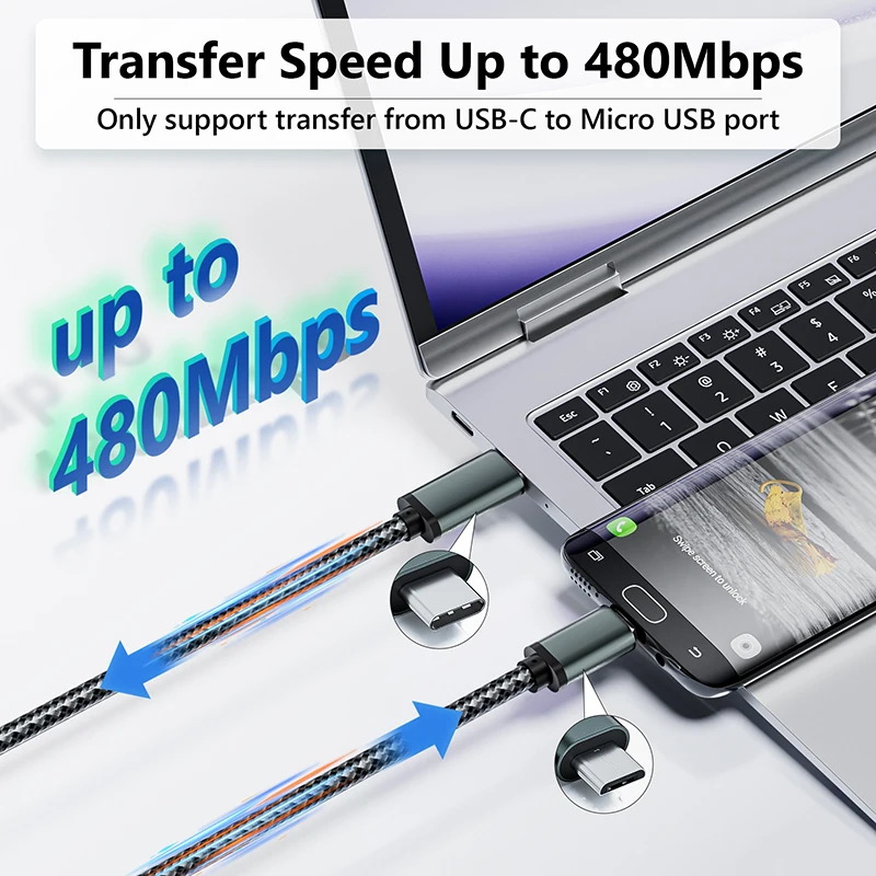 Short Type C USB-C To Micro USB Cable 0.2m USB C to Micro USB OTG sync data charging cable for Samsung xiaomi macbook pro