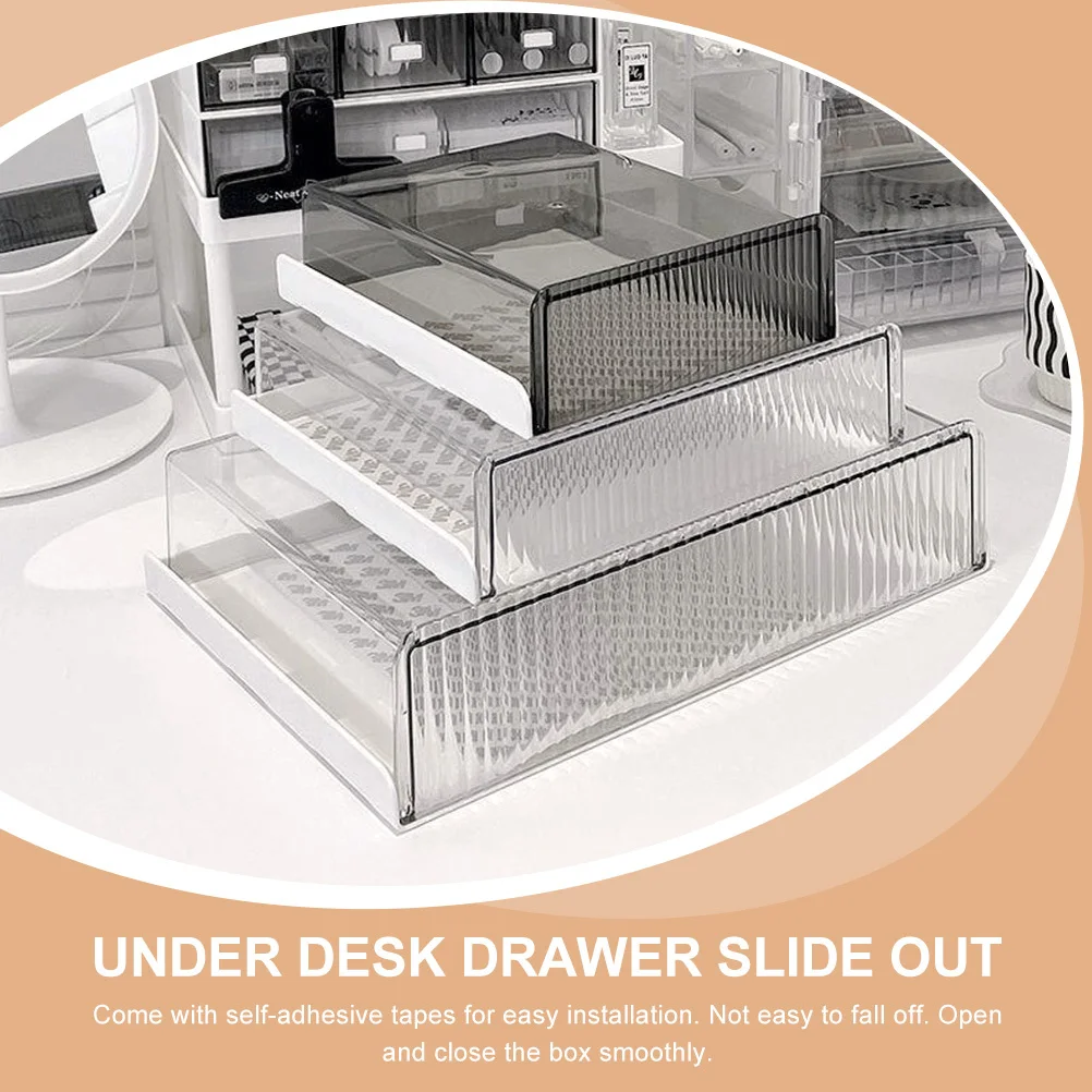 

Premium Drawer Type Under Desk Organizer Sticky Drawer Stationery Storage Self-Adhesive Desktop Box Space-Saving