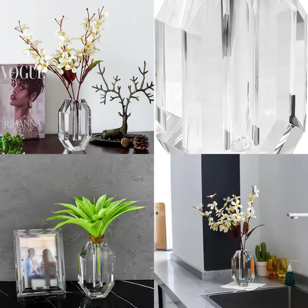 

6.5 Elegant Clear Crystal Vase for Home, Weddings, Christmas & Special Events