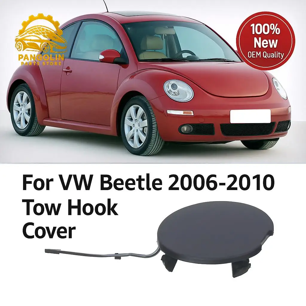 

1PC Front Bumper Tow Hook Cover For Volkswagen Beetle 2006-2010 1C0807241C High Quality Plastic Direct Fit Replacement Cap
