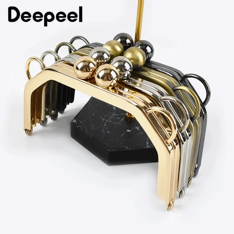 1/2Pcs Deepeel 14CM Smooth Framework Metal Purse Frame Bag Handle Sewing Brackets Wallet Kiss Clasp Handles Hardware Accessories