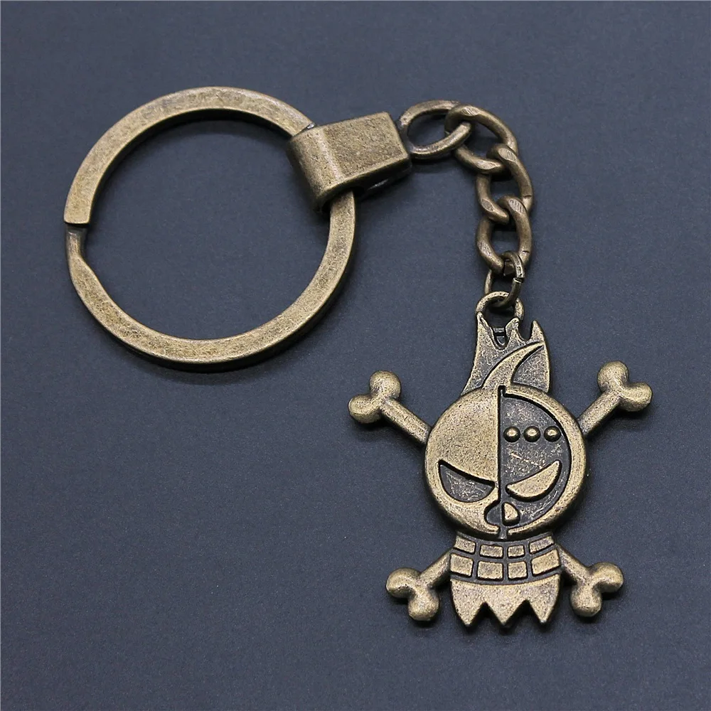 New Fashion Men Keychain DIY Metal Holder Chain Vintage Antique Bronze Color 35x30mm Skull Pendant Gift