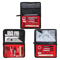 1SET School Geometry Tool Set, Including Metal Geometry Compass, Divider, Set Square, Pencils, Eraser, Sharpener, Storage Bag