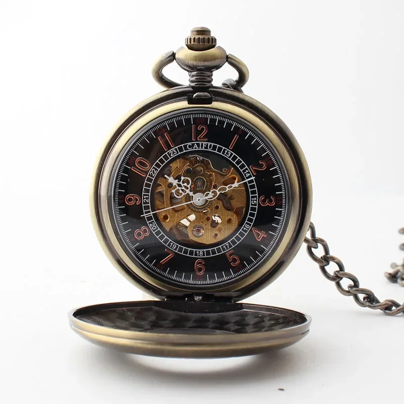 Clock Pocket Watches Mechanical Automatic Watch For Men Women Retro Bronze Pocket&Fob Chain Watches