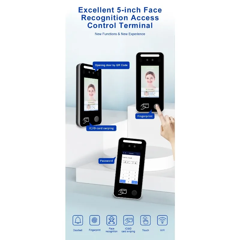 Fingerprint Facial Recognition Time and Attendance System Face Biometric Terminal Door Entry Access Control Machine
