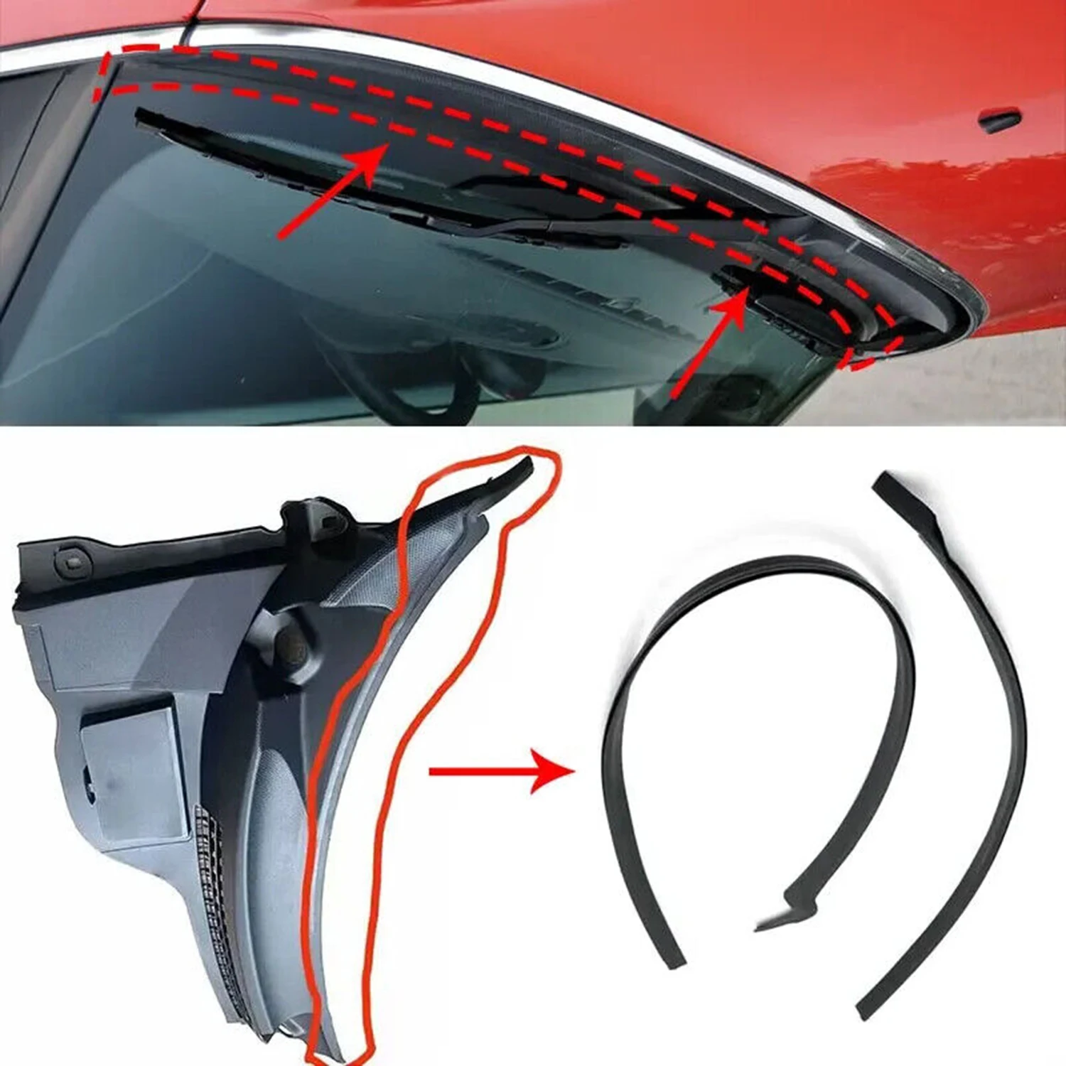 

Front Wiper Cowl Weatherstrip Seal Trim 2Pcs/Set Premium Durable Weatherproof Protection For BMW Mini Cooper Crafted Perfect Fit
