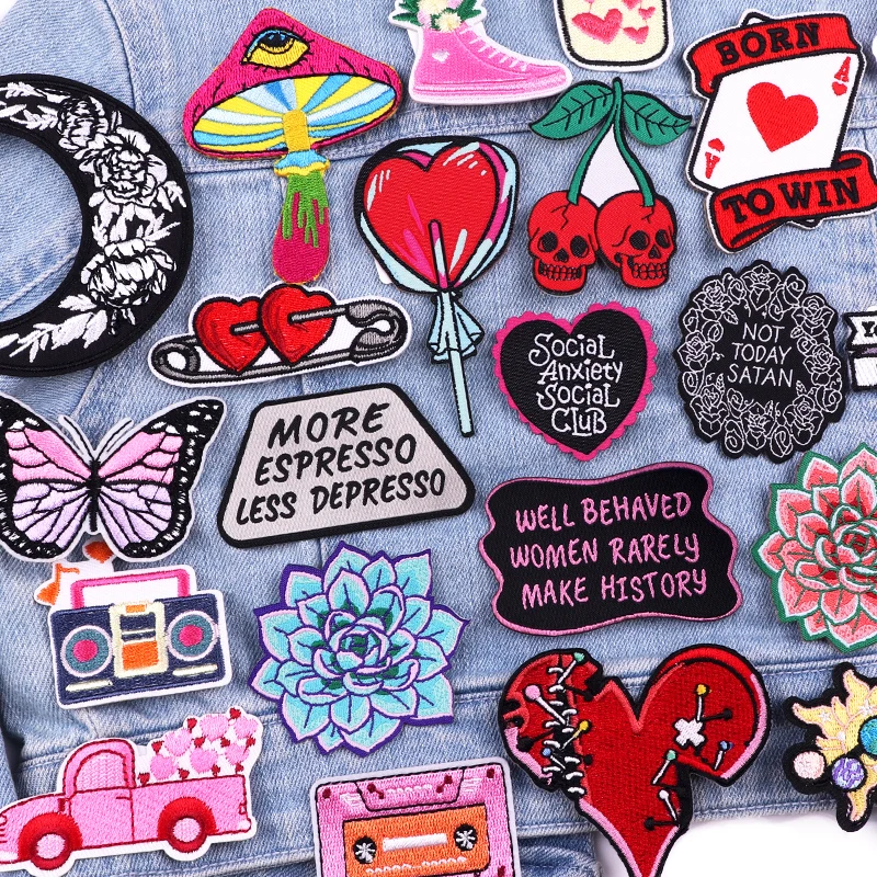 

New DIY Cartoon Embroidery Patch Letter/Love Heart Patch Iron On Patches For Clothing thermoadhesive Patches Clothes Sew Sticker