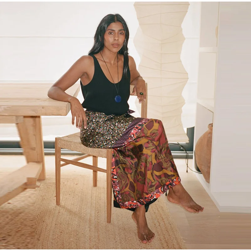 Printed Women's Midi Skirt Wrap Skirt Side Button Wrap Around Skirt Oil Painting Floral Skirt Daily Fashion Wear