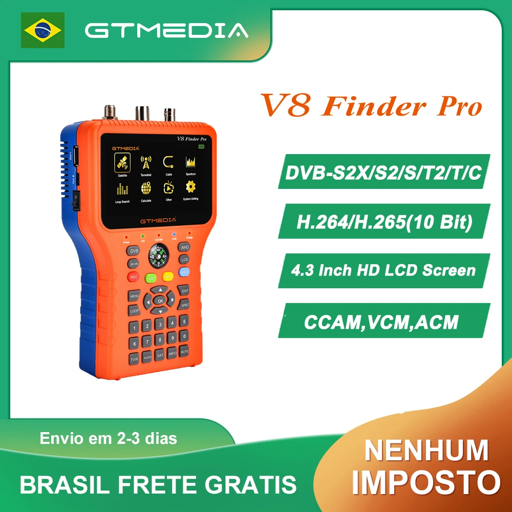 GTMEDIA V8 Finder Pro Satellite Finder, DVB-S2/T2/C H.264/H.265(10 Bit) HD Digital Satfinder IKS HEVC MPEG-4