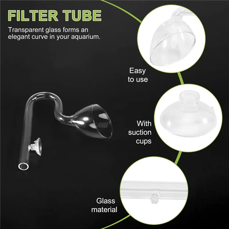 AT44-16 Mm Aquarium Glass Inflow Outflow Lily Pipe Tube Fish Tank Aquatic Water Plant Canister Filter Suction Cup Hose Set