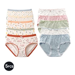 5Pcs/Lot M-XXL Women Panties Antibacterial Cotton Underwear Women's Floral Sweet Girls Briefs Mid-waist Shorts Female Lingerie