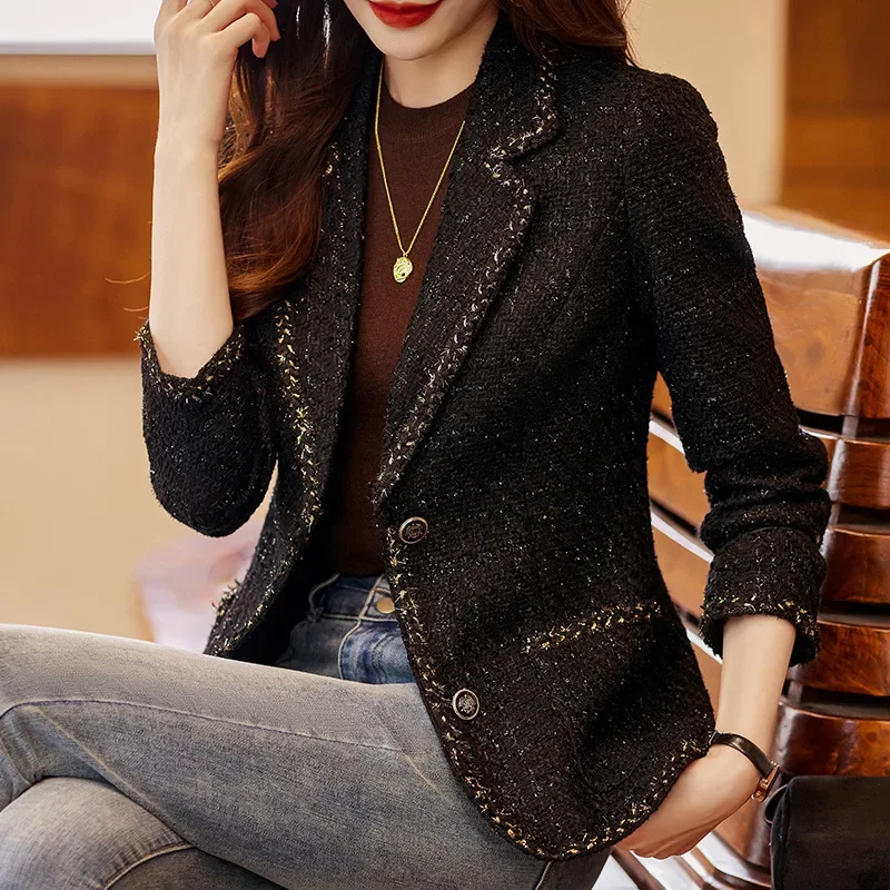 Green Women Suit 1 Piece Blazer Tweed Fall Winter Warm Office Lady Business Work Wear Formal Elegant Coat Jacket Prom Dress