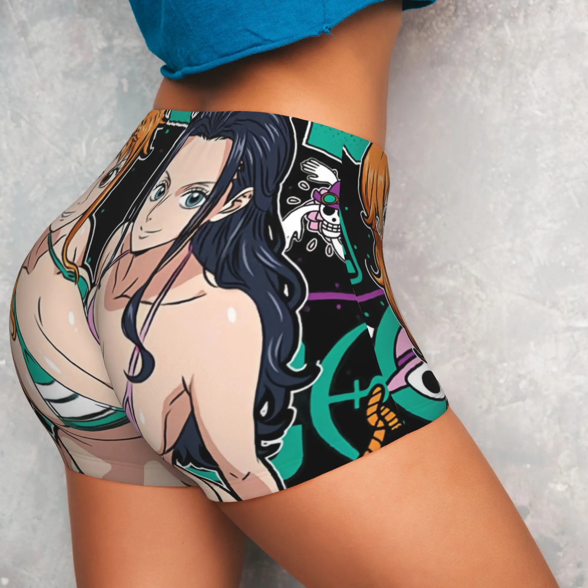 Nami x Robin One Piece  Biker Running Workout Shorts Women Anime  Athletic Gym Yoga Shorts