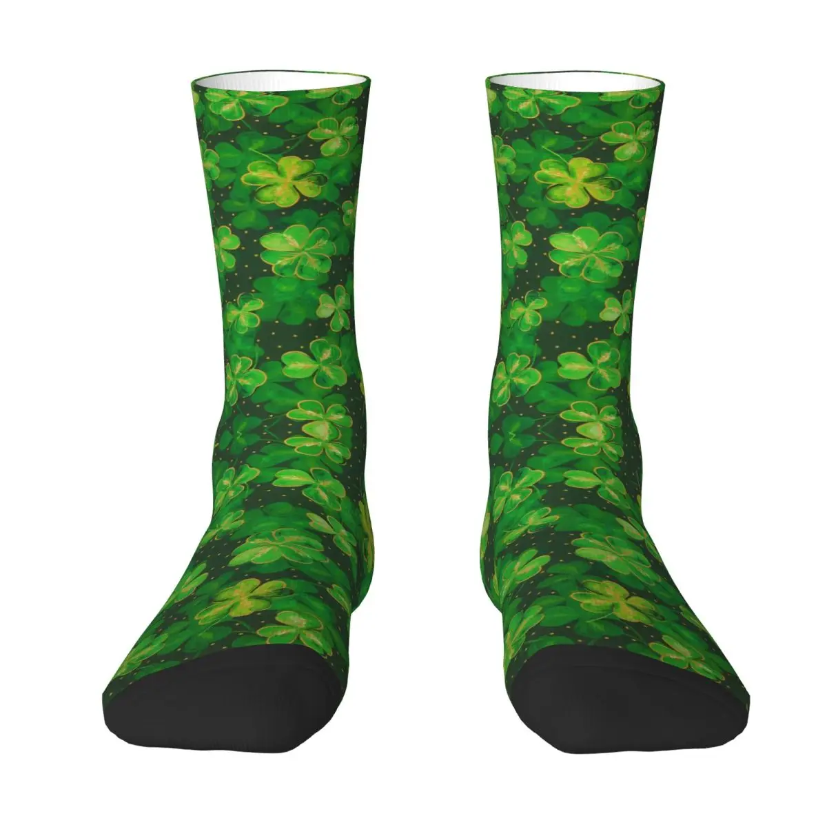 St. Patrick's Day Socks Green Four Leaf Clover Gothic Stockings Autumn Anti Skid Men Socks Medium Soft Design Skateboard Socks