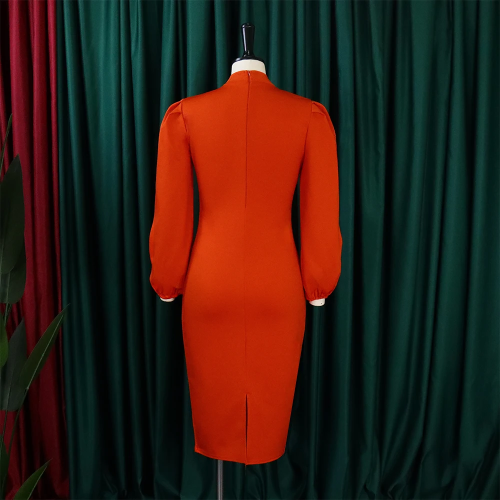 Women Bodycon Dress 2024 New Arrivals O Neck Cold Shoulder Solid Package Hips Mid Calf Elegant Birthday Party African Dress Midi